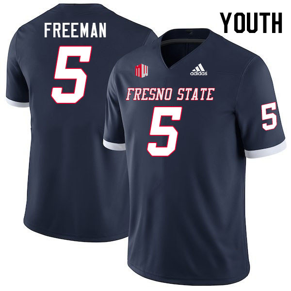 Youth #5 Josiah Freeman Fresno State Bulldogs College Football Jerseys Stitched-Navy